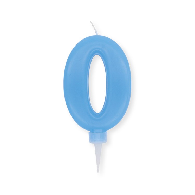 Candelina Plump Stondata  di cera  10  cm numero 0 di colore celeste     pz 1