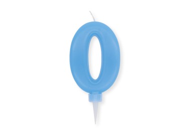 Candelina Plump Stondata  di cera  10  cm numero 0 di colore celeste     pz 1