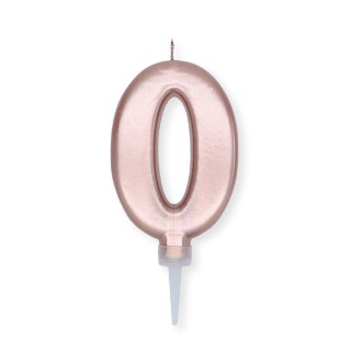 Candelina Plump Stondata  di cera  10  cm numero 0 di colore ORO ROSA PERLATO     pz 1