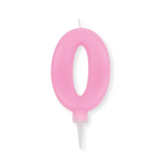 Candelina Plump Stondata  di cera  10  cm numero 0 di colore rosa    pz 1