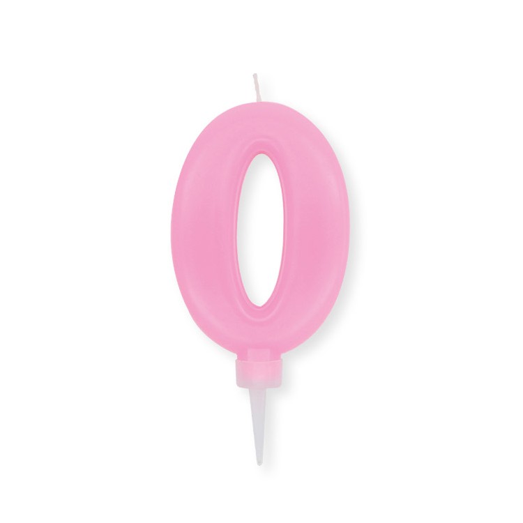 Candelina Plump Stondata  di cera  10  cm numero 0 di colore rosa    pz 1