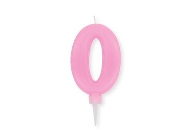Candelina Plump Stondata  di cera  10  cm numero 0 di colore rosa    pz 1