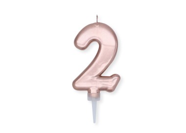 Candelina Plump Stondata  di cera  10  cm numero 2 di colore ORO ROSA PERLATO     pz 1