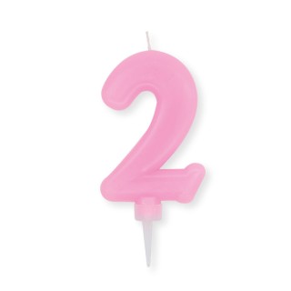 Candelina Plump Stondata  di cera  10  cm numero 2 di colore rosa    pz 1