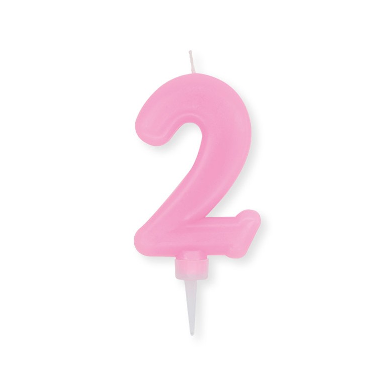 Candelina Plump Stondata  di cera  10  cm numero 2 di colore rosa    pz 1