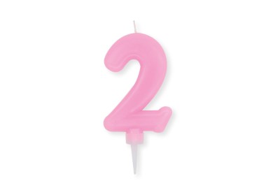 Candelina Plump Stondata  di cera  10  cm numero 2 di colore rosa    pz 1