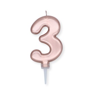 Candelina Plump Stondata  di cera  10  cm numero 3 di colore ORO ROSA PERLATO     pz 1