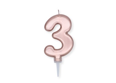 Candelina Plump Stondata  di cera  10  cm numero 3 di colore ORO ROSA PERLATO     pz 1