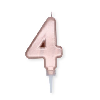 Candelina Plump Stondata  di cera  10  cm numero 4 di colore ORO ROSA PERLATO     pz 1