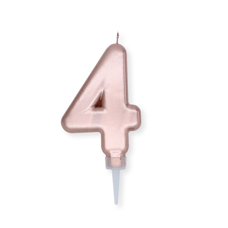 Candelina Plump Stondata  di cera  10  cm numero 4 di colore ORO ROSA PERLATO     pz 1