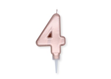 Candelina Plump Stondata  di cera  10  cm numero 4 di colore ORO ROSA PERLATO     pz 1