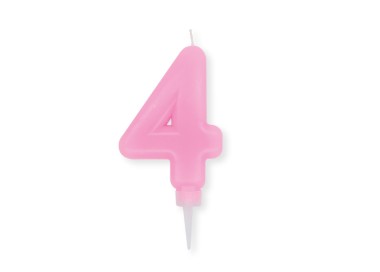 Candelina Plump Stondata  di cera  10  cm numero 4 di colore rosa    pz 1