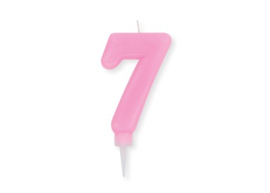Candelina Plump Stondata  di cera  10  cm numero 7 di colore rosa    pz 1