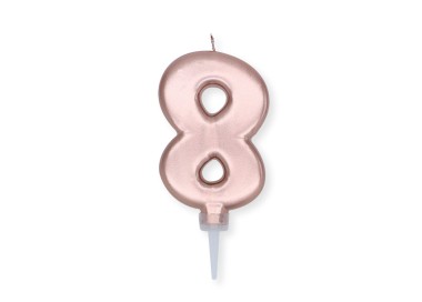 Candelina Plump Stondata  di cera  10  cm numero 8 di colore ORO ROSA PERLATO     pz 1