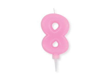 Candelina Plump Stondata  di cera  10  cm numero 8 di colore rosa    pz 1