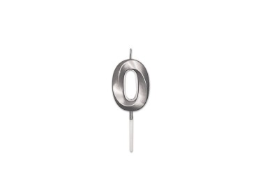 Candelina Prestige   numero 0 di cera  5 cm di colore Argento  Perla Metal     pz 1