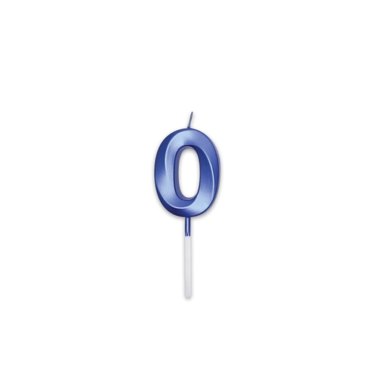 Candelina Prestige   numero 0 di cera  5 cm di colore Blu Metal   pz 1
