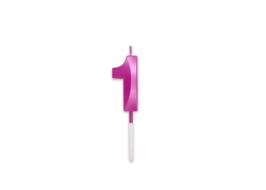 Candelina Prestige   numero 1 di cera  5 cm di colore Fucsia Metal   pz 1