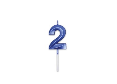 Candelina Prestige   numero 2 di cera  5 cm di colore Blu Metal   pz 1