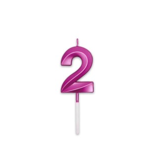 Candelina Prestige   numero 2 di cera  5 cm di colore Fucsia Metal   pz 1