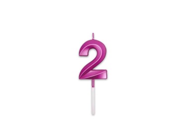 Candelina Prestige   numero 2 di cera  5 cm di colore Fucsia Metal   pz 1