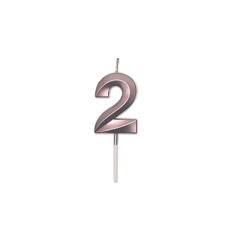 Candelina Prestige numero 2 di cera 5 cm di colore Rosa Perla Metal pz 1 Candelina Prestige numero 2 di cera 5 cm di colore Rosa Perla Metal pz 1