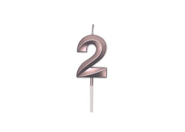 Candelina Prestige   numero 2 di cera  5 cm di colore Rosa Perla Metal     pz 1