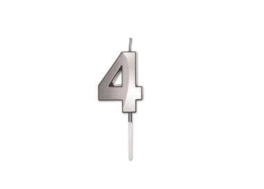 Candelina Prestige   numero 4 di cera  5 cm di colore Argento  Perla Metal     pz 1
