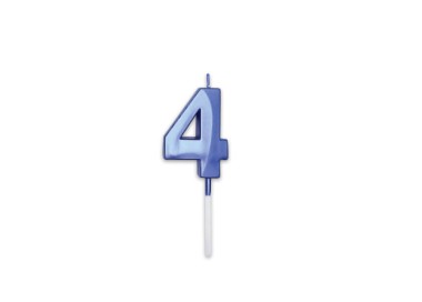 Candelina Prestige   numero 4 di cera  5 cm di colore Blu Metal   pz 1
