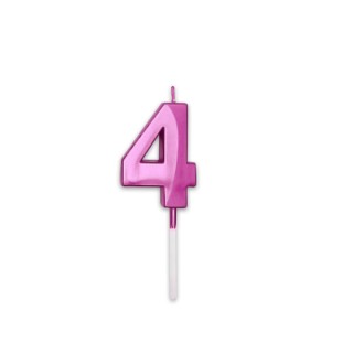 Candelina Prestige   numero 4 di cera  5 cm di colore Fucsia Metal   pz 1