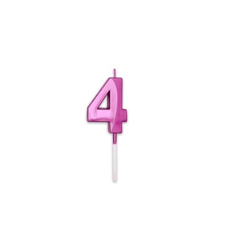 Candelina Prestige   numero 4 di cera  5 cm di colore Fucsia Metal   pz 1