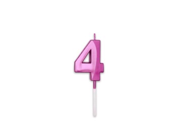 Candelina Prestige   numero 4 di cera  5 cm di colore Fucsia Metal   pz 1
