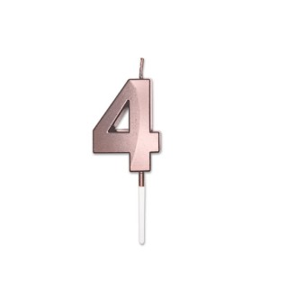 Candelina Prestige   numero 4 di cera  5 cm di colore Rosa Perla Metal     pz 1