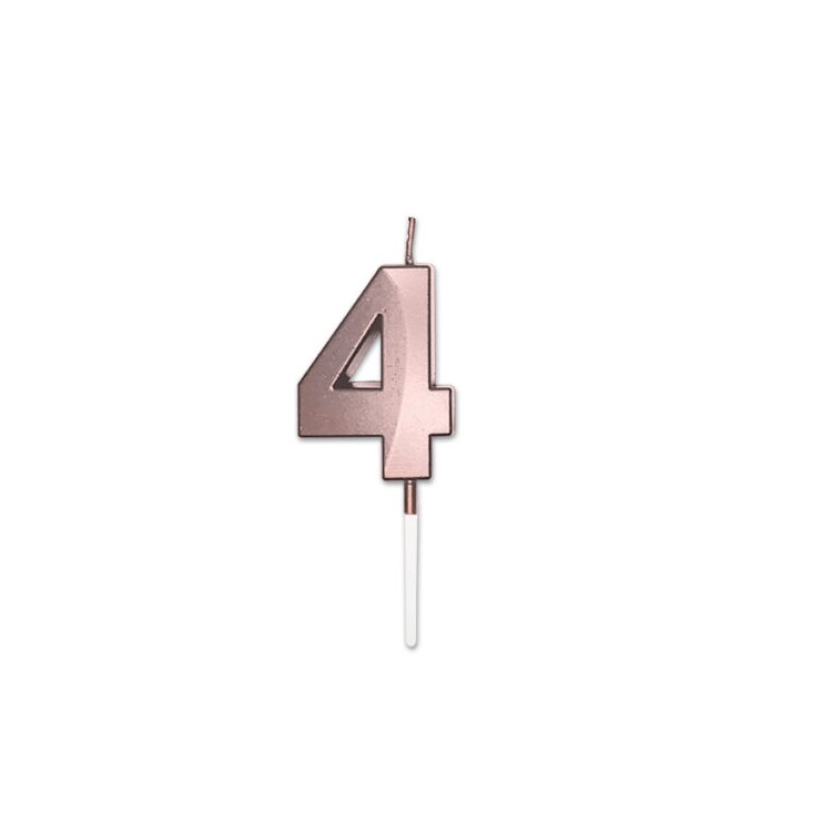 Candelina Prestige   numero 4 di cera  5 cm di colore Rosa Perla Metal     pz 1