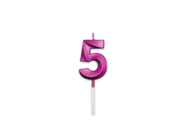 Candelina Prestige   numero 5 di cera  5 cm di colore Fucsia Metal   pz 1