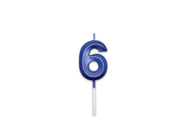 Candelina Prestige   numero 6 di cera  5 cm di colore Blu Metal   pz 1