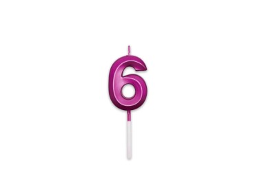 Candelina Prestige   numero 6 di cera  5 cm di colore Fucsia Metal   pz 1