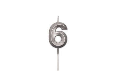 Candelina Prestige   numero 6 di cera  5 cm di colore Rosa Perla Metal     pz 1