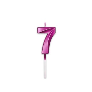 Candelina Prestige   numero 7 di cera  5 cm di colore Fucsia Metal   pz 1