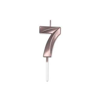 Candelina Prestige   numero 7 di cera  5 cm di colore Rosa Perla Metal     pz 1