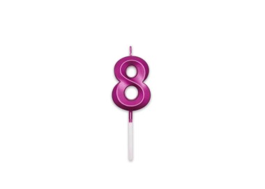 Candelina Prestige   numero 8 di cera  5 cm di colore Fucsia Metal   pz 1