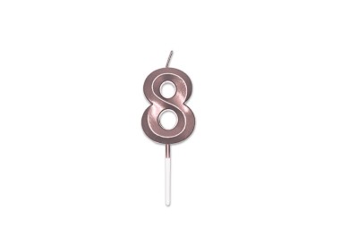 Candelina Prestige   numero 8 di cera  5 cm di colore Rosa Perla Metal     pz 1