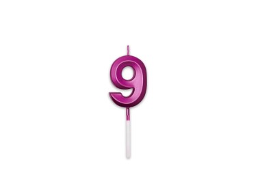 Candelina Prestige   numero 9 di cera  5 cm di colore Fucsia Metal   pz 1