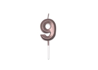 Candelina Prestige   numero 9 di cera  5 cm di colore Rosa Perla Metal     pz 1