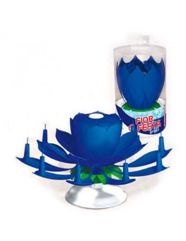 Candelina a Fiore blu musicale con fontana e candeline in cera  da interno  Pyrogiochi pz 1