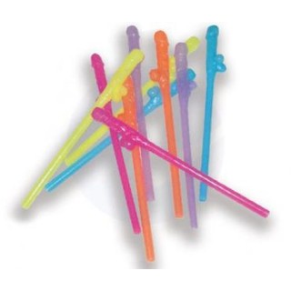 Cannucce multicolor  sexy in Plastica  per  addio al nubilato o scherzo matrimonio pz 10