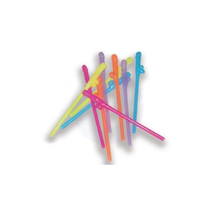 Cannucce multicolor  sexy in Plastica  per  addio al nubilato o scherzo matrimonio pz 10