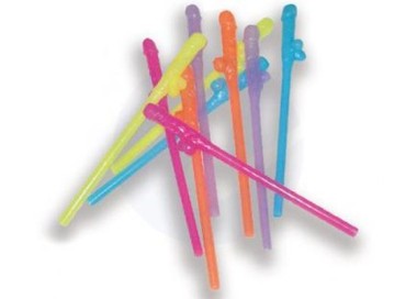 Cannucce multicolor  sexy in Plastica  per  addio al nubilato o scherzo matrimonio pz 10
