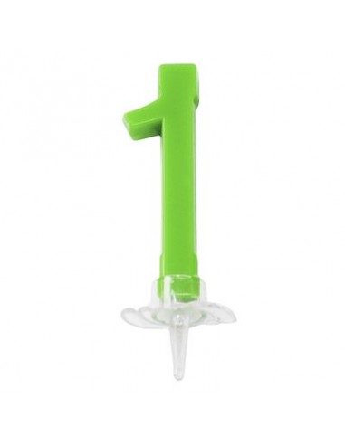 Candelina di cera  Mini numero 1 di colore Verde lime pz 1