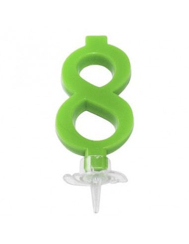 Candelina di cera  Mini numero 8 di colore Verde lime pz 1
